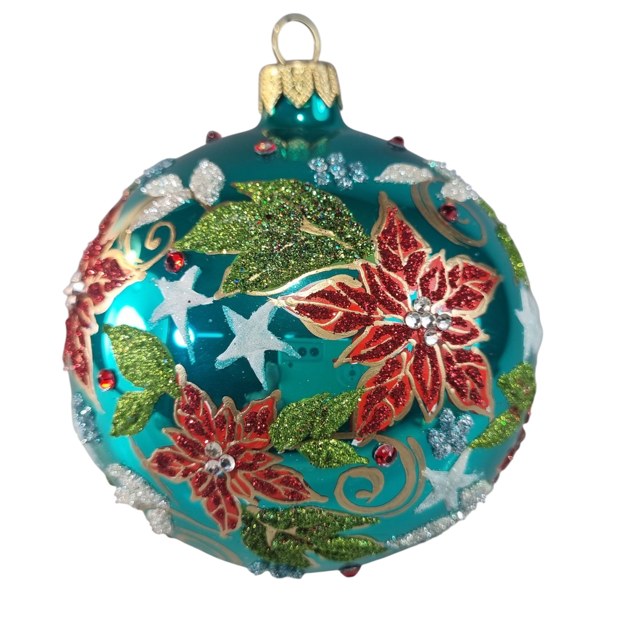 Teal Poinsettia Sparkle