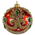 Red Jeweled Glass Ball Ornament