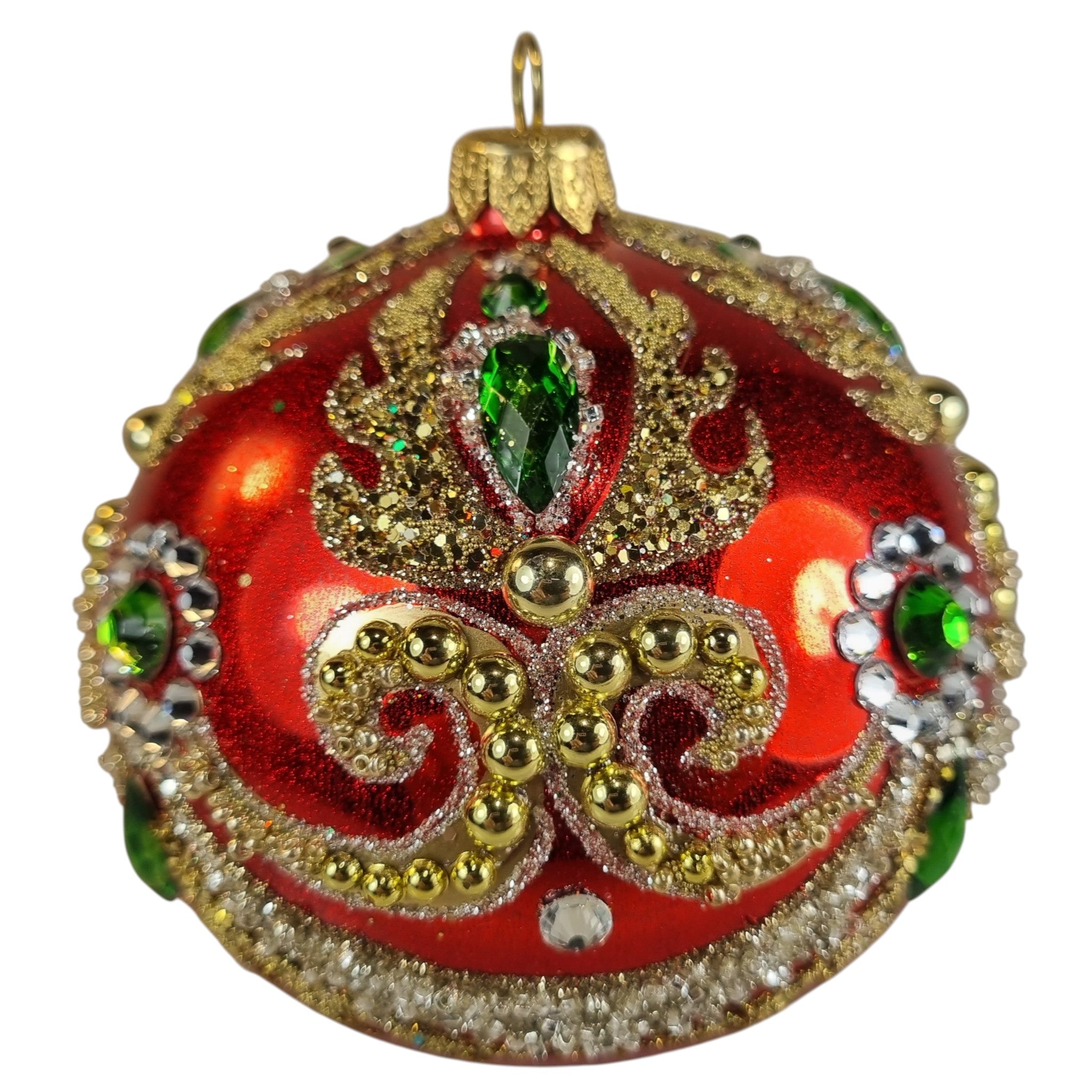 Red Jeweled Glass Ball Ornament