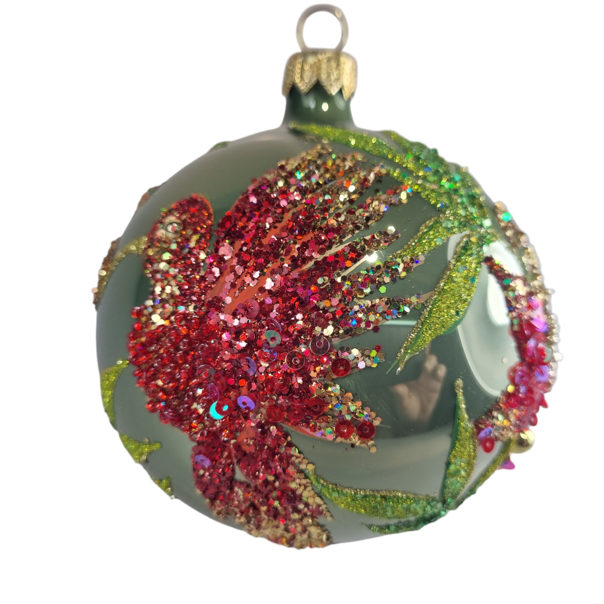 Crimson Bloom Glass Bauble