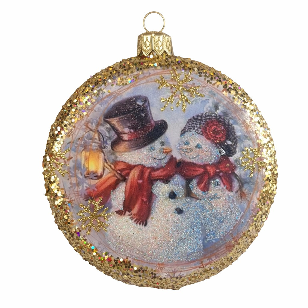 Snowman Couple Medalion Ornament