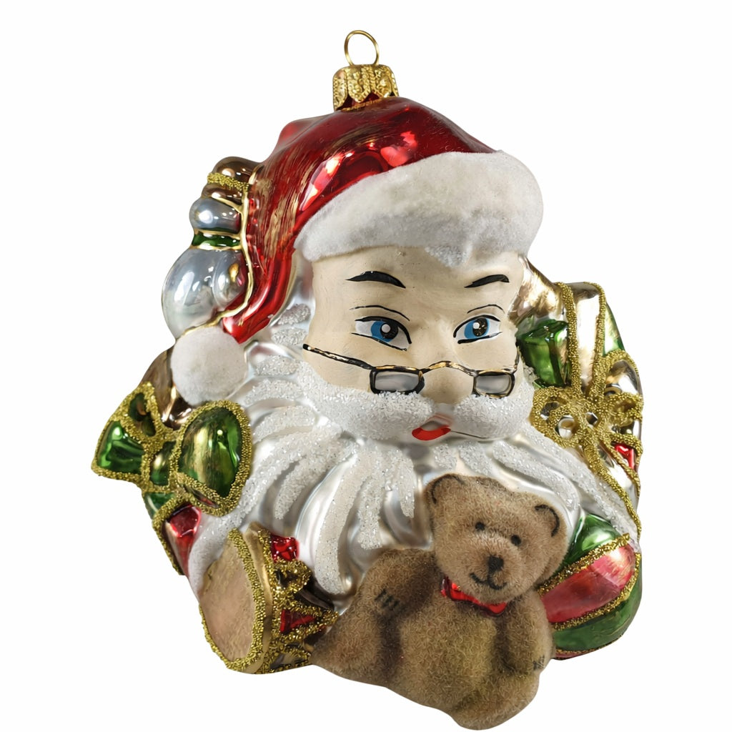 Santa with Teddy Bear Ornament