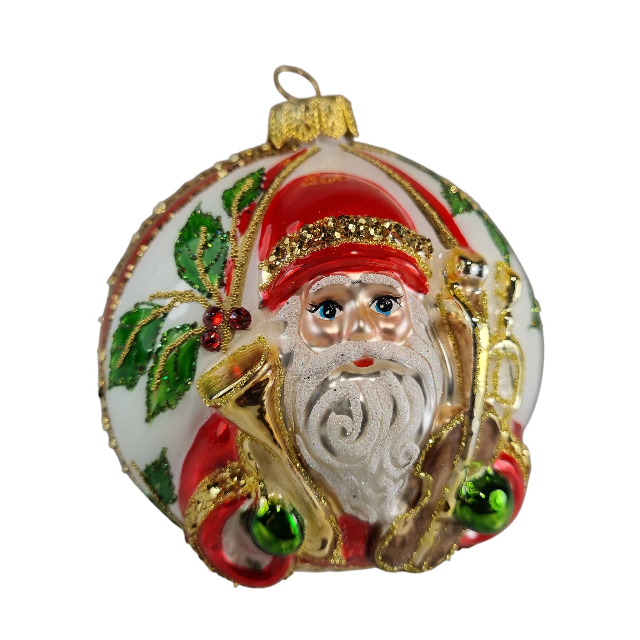 Santa Portrait Glass Ball Ornament