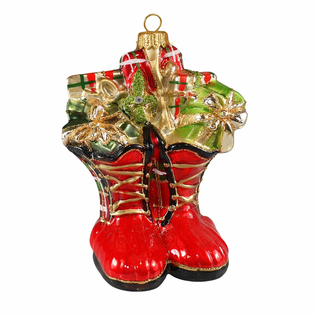 Festive Red Boots with Gifts