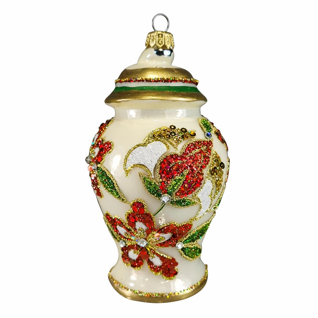 White Floral Porcelain-Style Ornament