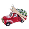 Vintage Red Truck with Christmas Tree Ornament