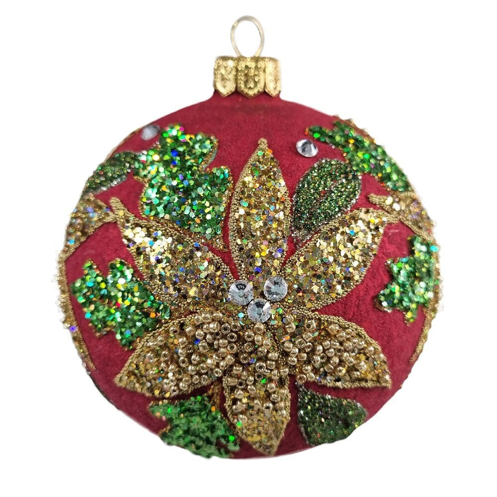 Bauble with Gold Poinsettia