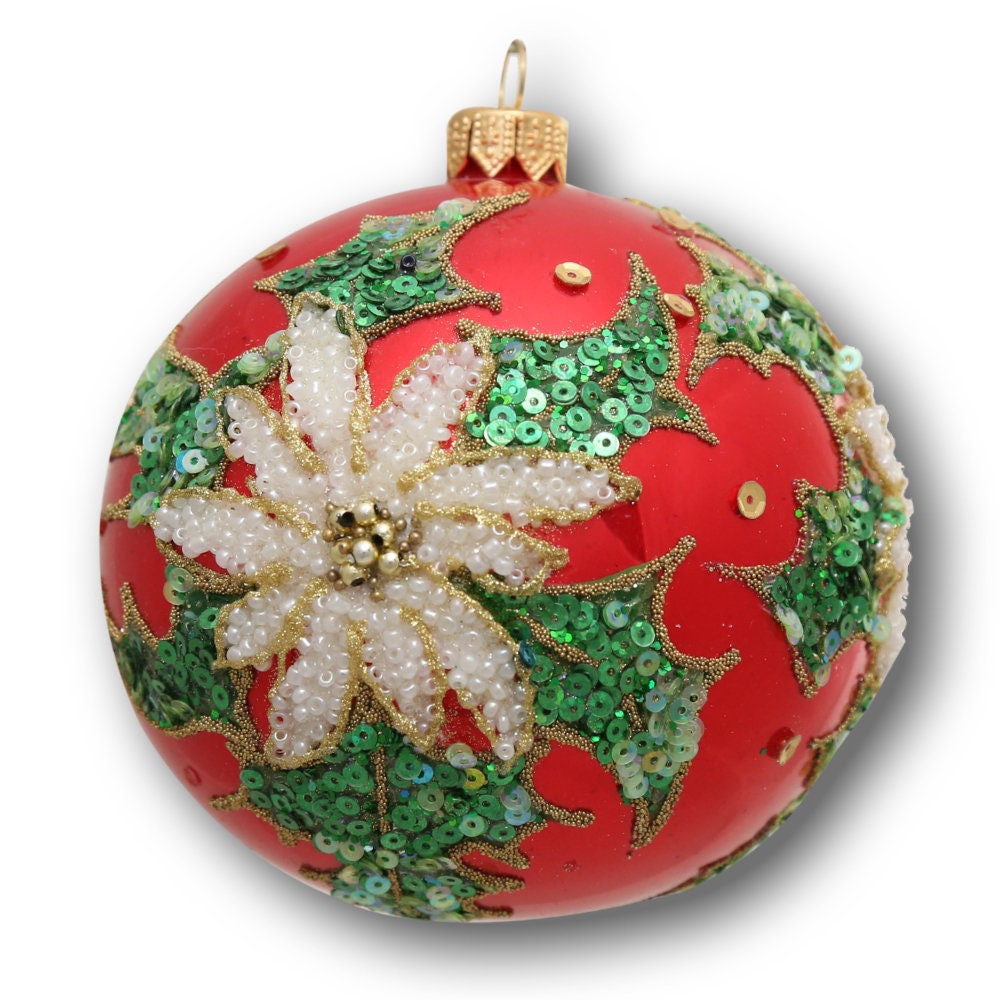 Bauble with Sequins and Poinsettia