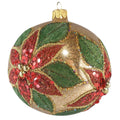Poinsettia Elegance Glass Ball Ornament