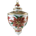Classic Poinsettia Finial Glass Ornament