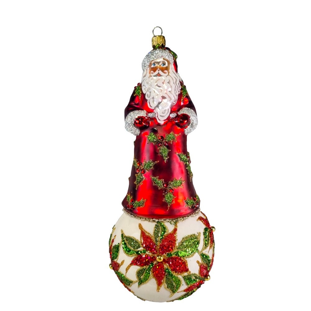 Holly Santa Finial Ornament