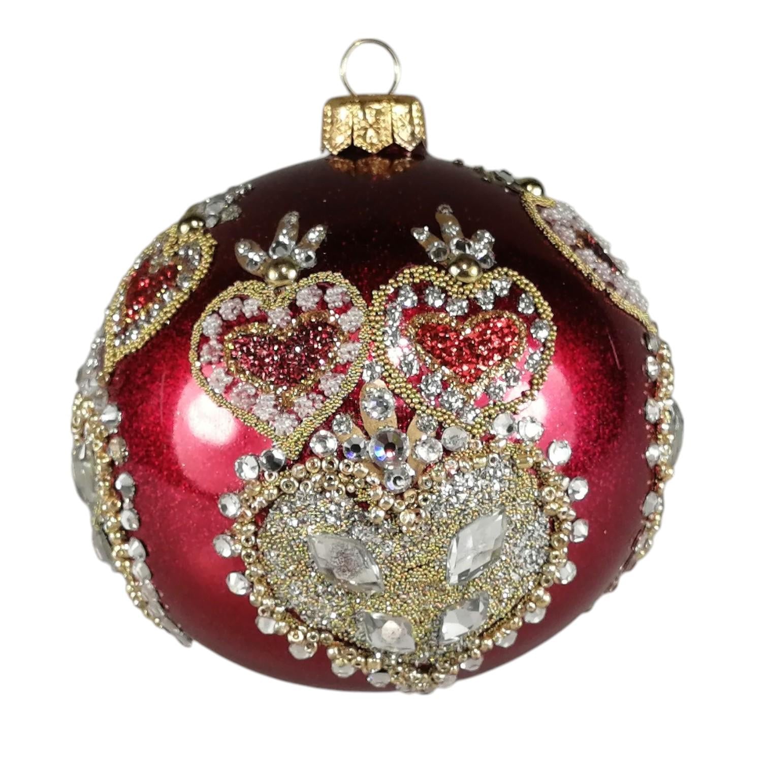 Bauble 10cm with Heart and Pearls