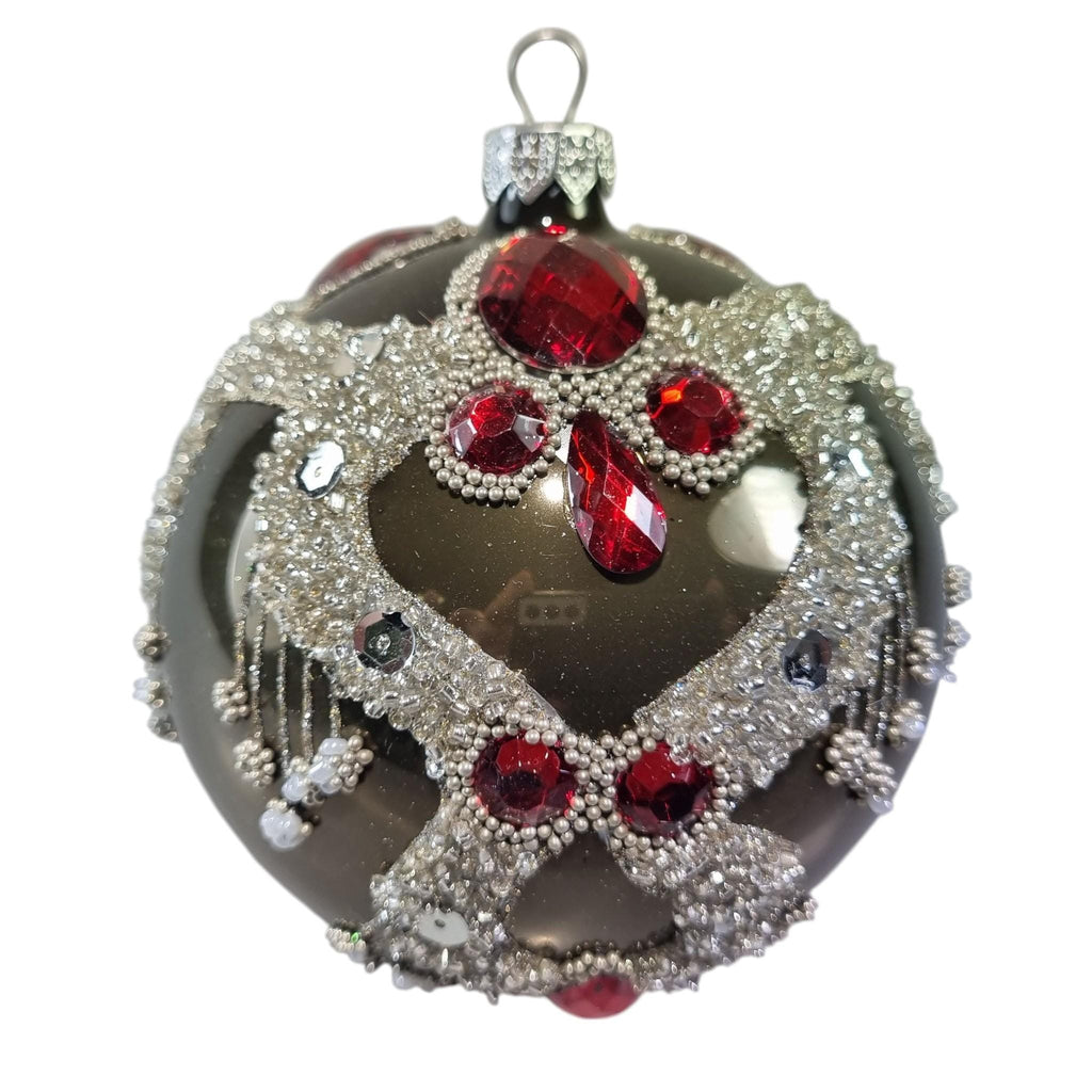 Bauble with Heart with Red Jewels