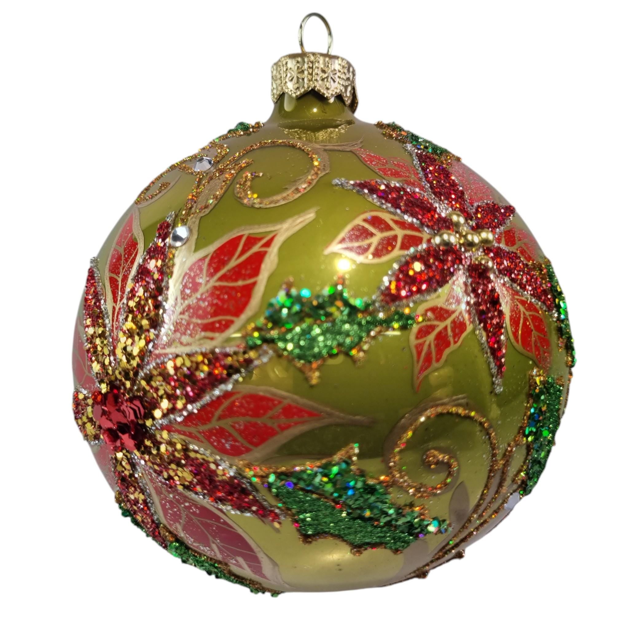 Red Bethlehem Star on Emerald Green Bauble