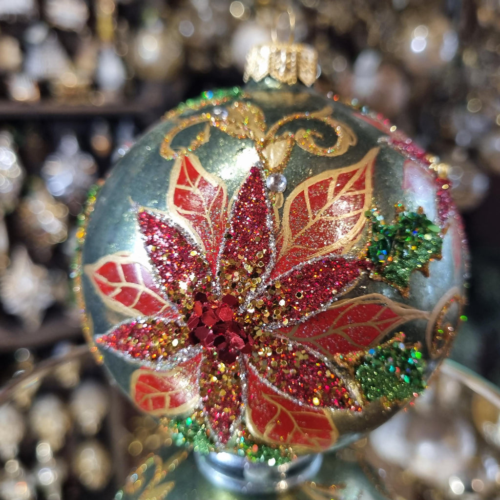 Silverado glass ornament, decorative ball with subtle metallic shine