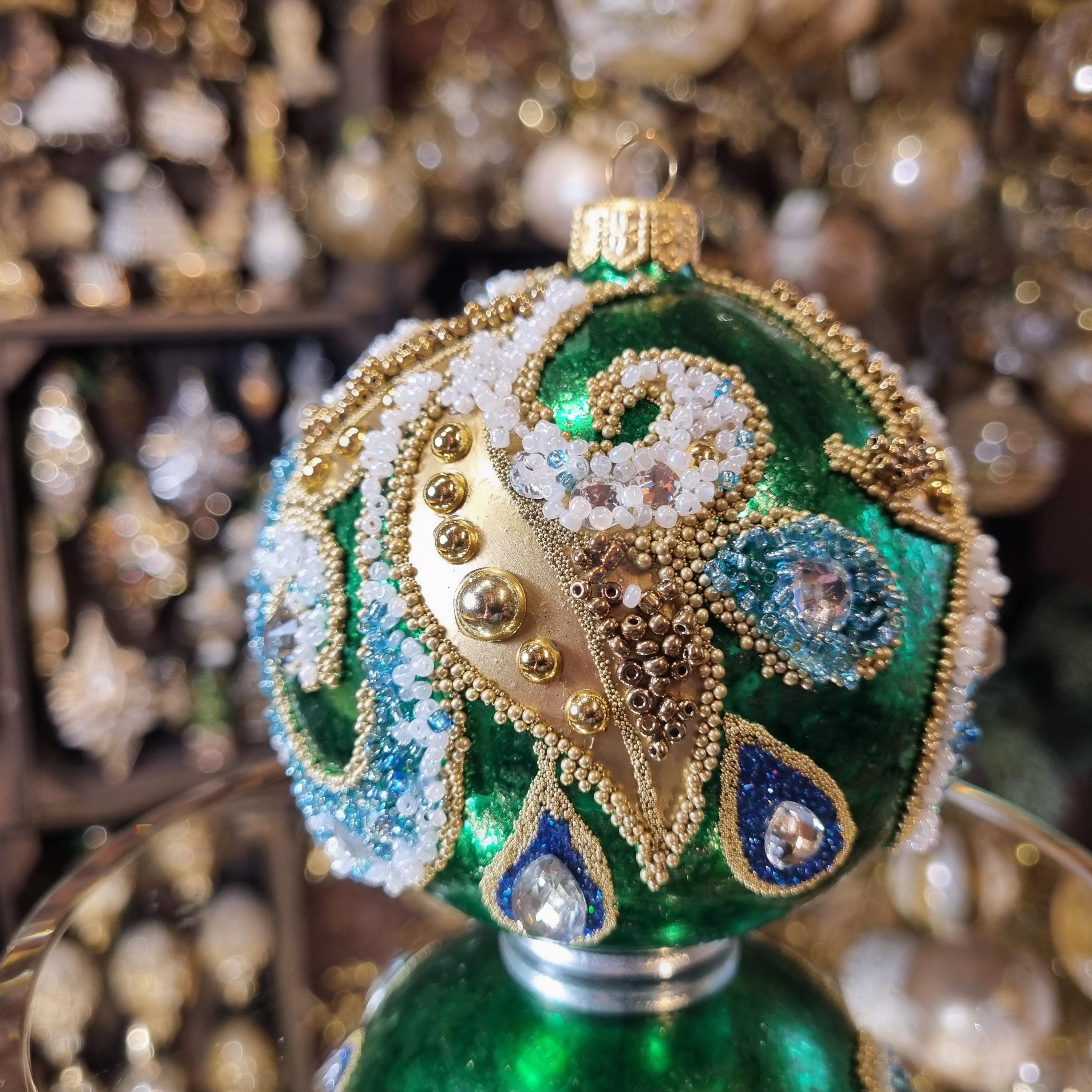 Silverado ornament, glass ball with classic ornamental accents