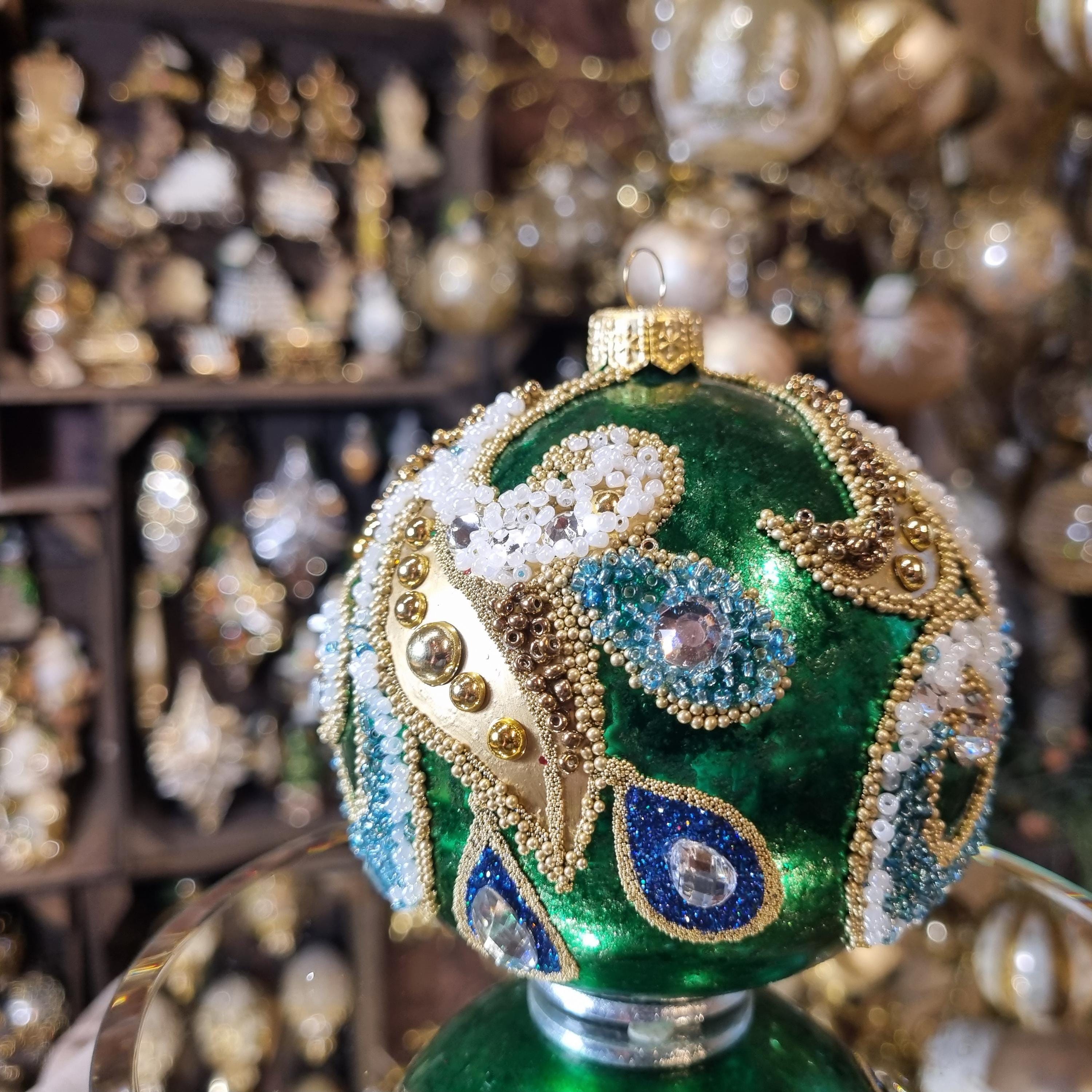 Silverado ornament, glass ball with classic ornamental accents