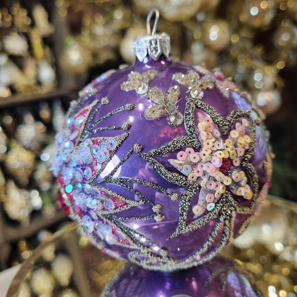 Purple Floral Luxury Bauble