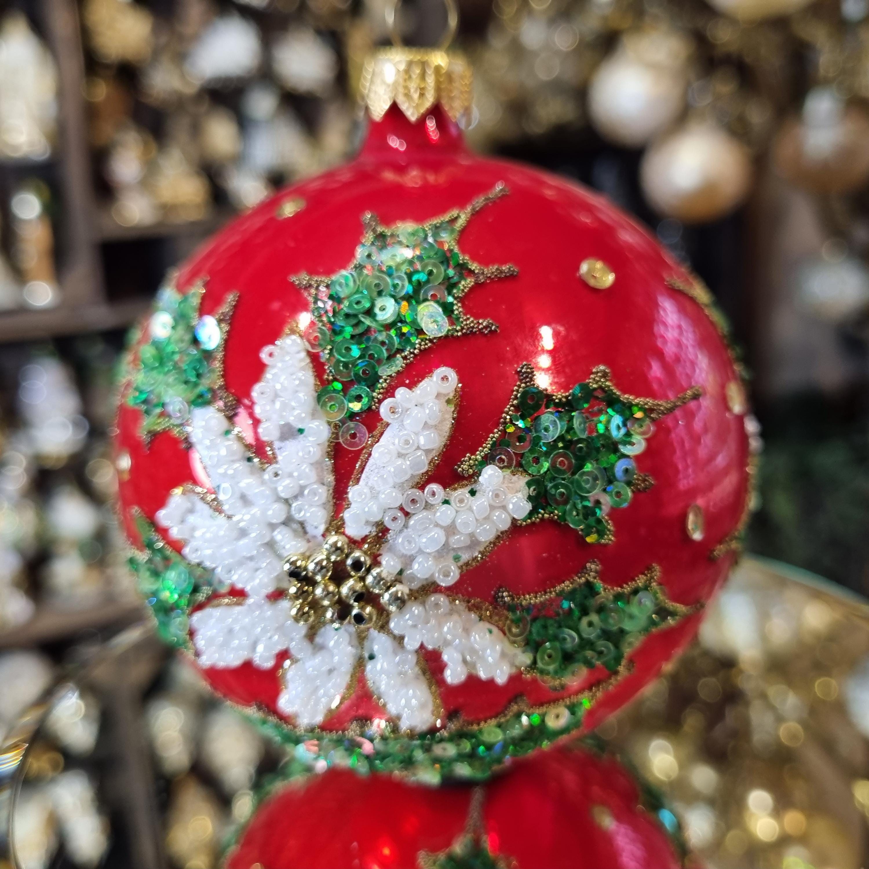 Bauble with Sequins and Poinsettia