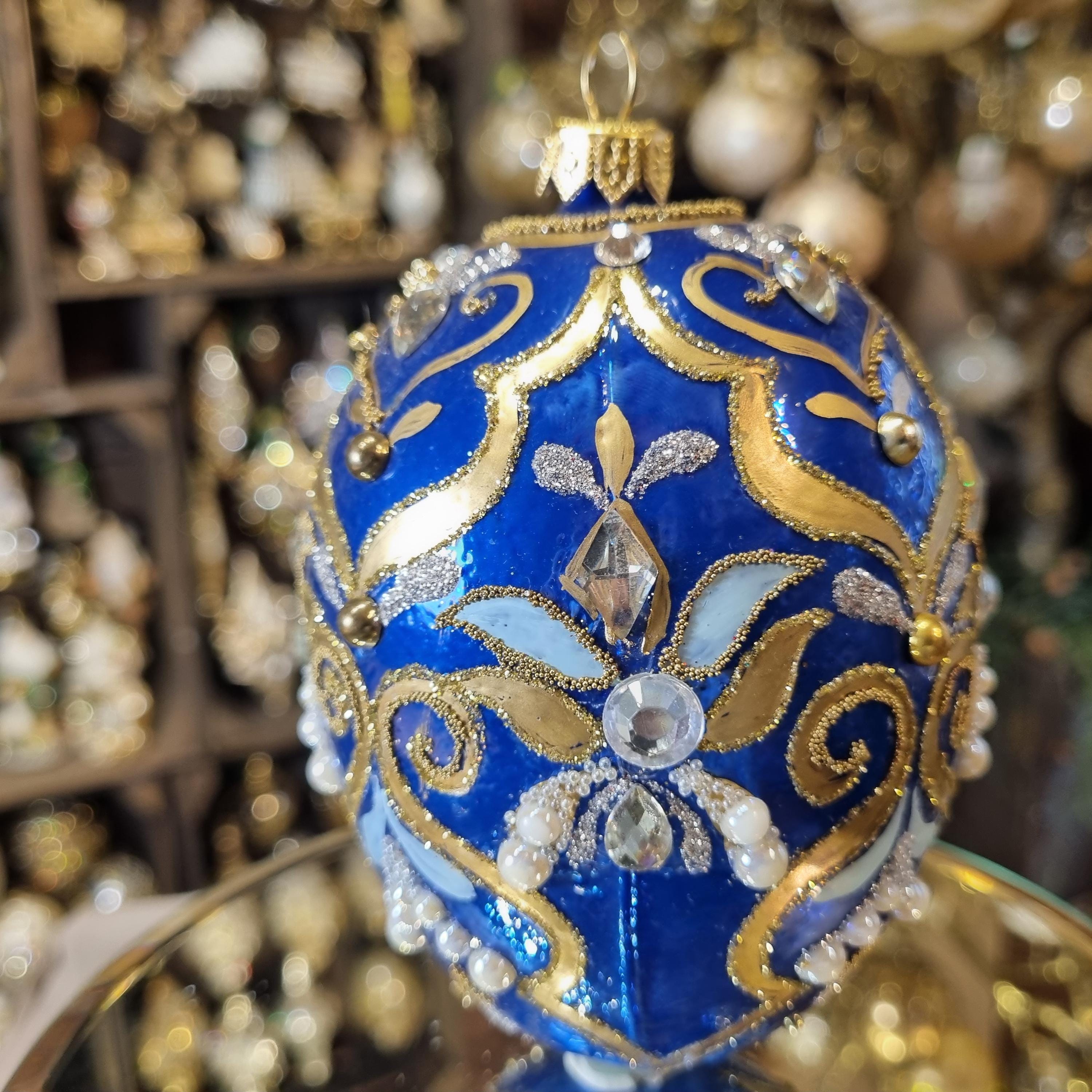 Silverado ornament, glass ball with festive ornamental pattern