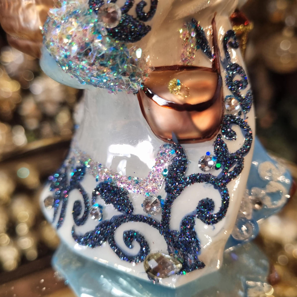 Silverado ornament, glass ball with festive decorative finish