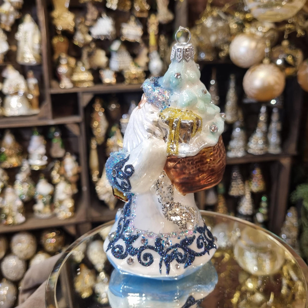 Silverado ornament, glass ball with festive decorative finish