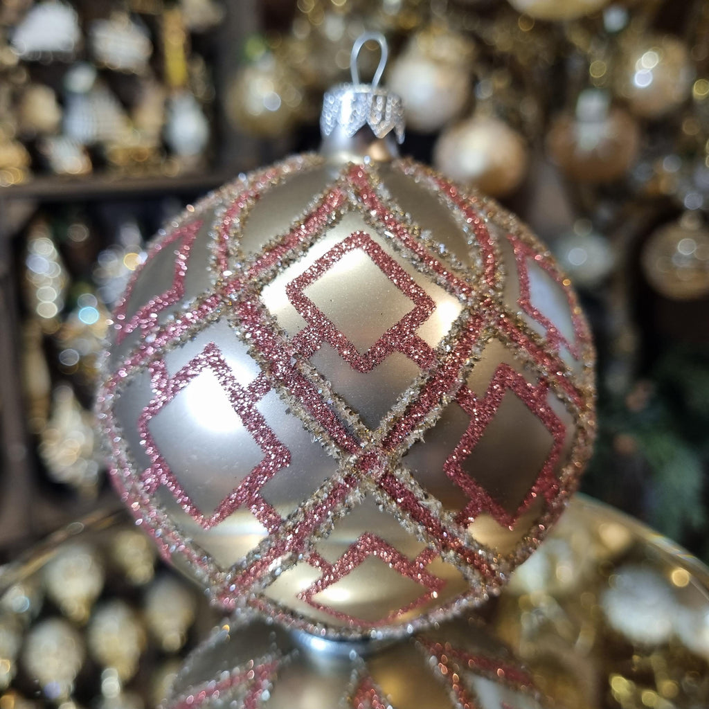 Champagne & Rose Geometric Glitter Ball