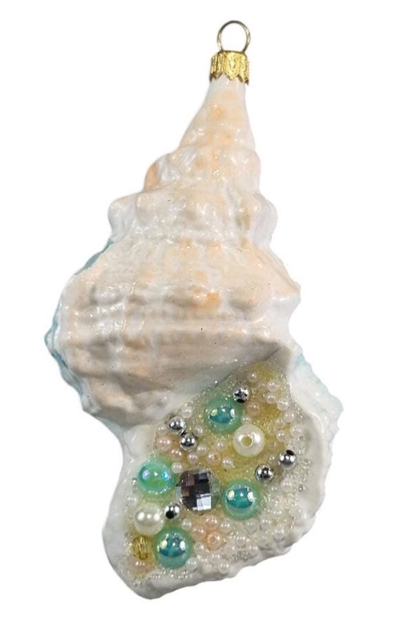 Silverado glass ornament, blue ball with gold decorative accents