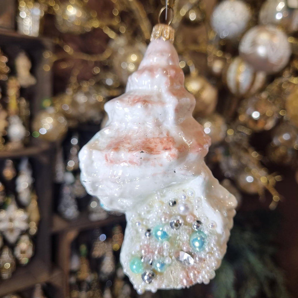 Silverado glass ornament, blue ball with gold decorative accents