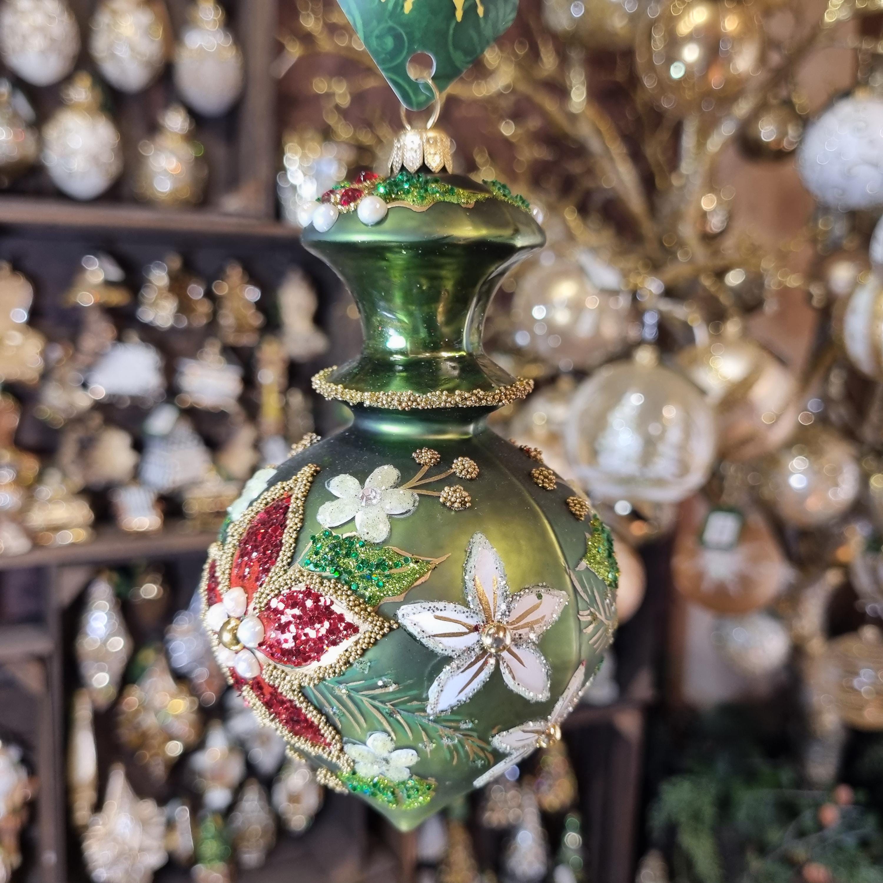 Silverado ornament, glass ball with rich ornamental detailing