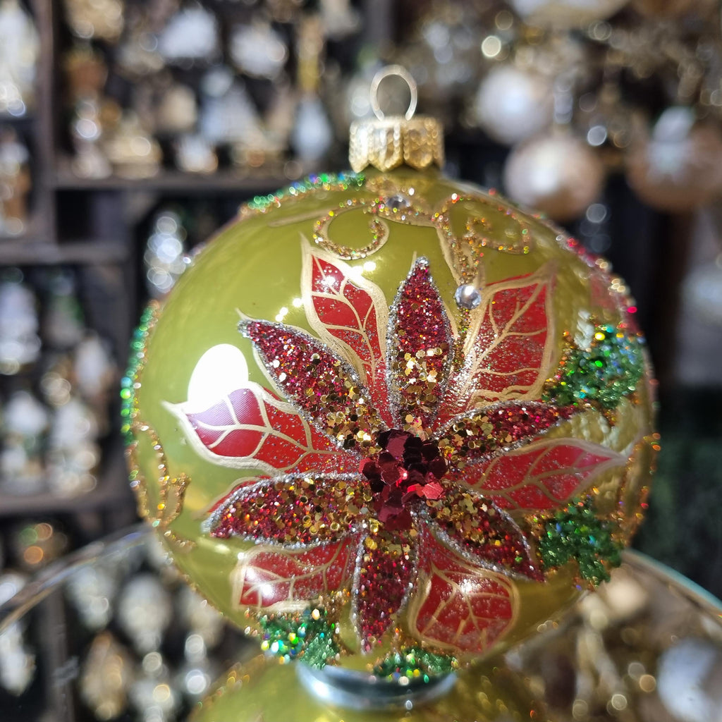 Red Bethlehem Star on Emerald Green Bauble