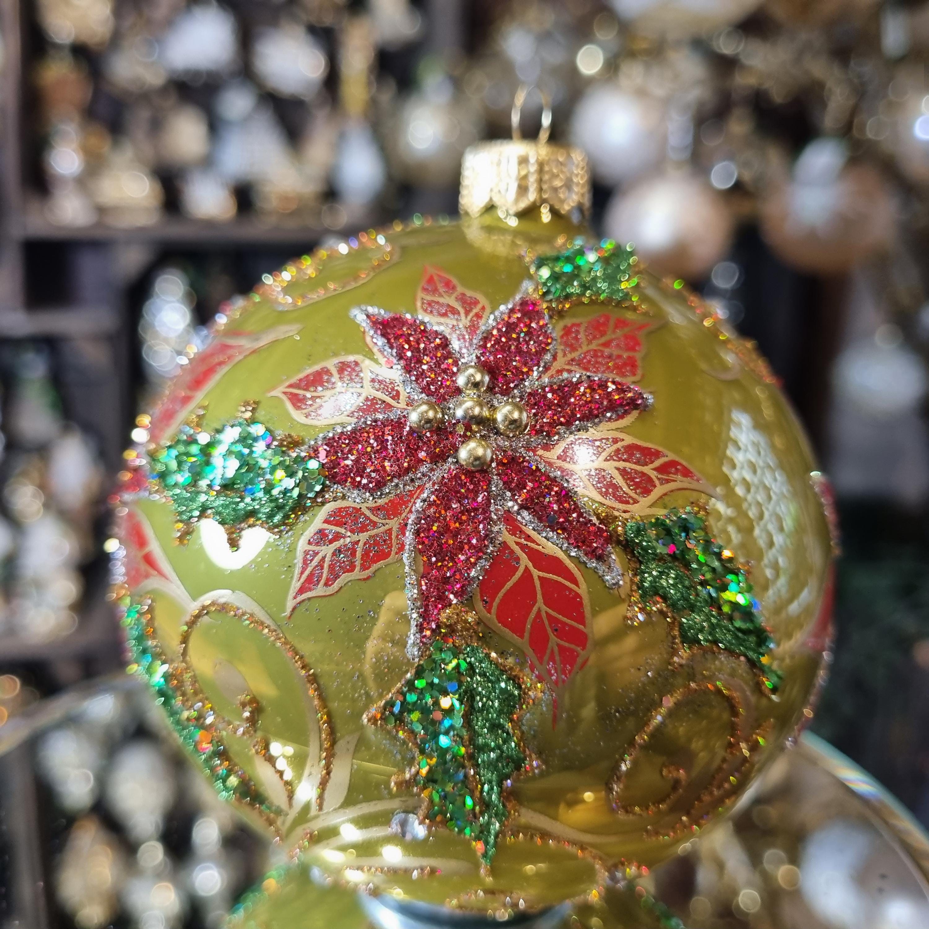 Red Bethlehem Star on Emerald Green Bauble