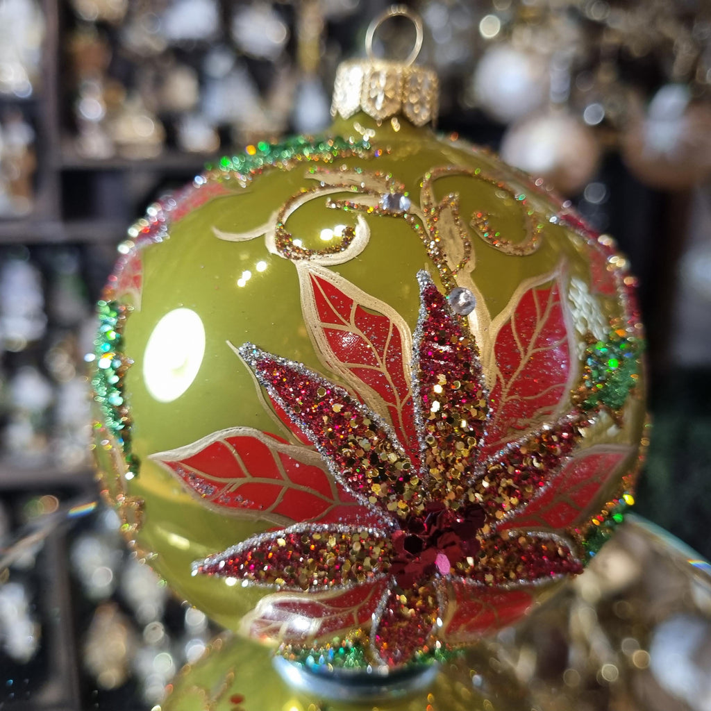 Red Bethlehem Star on Emerald Green Bauble