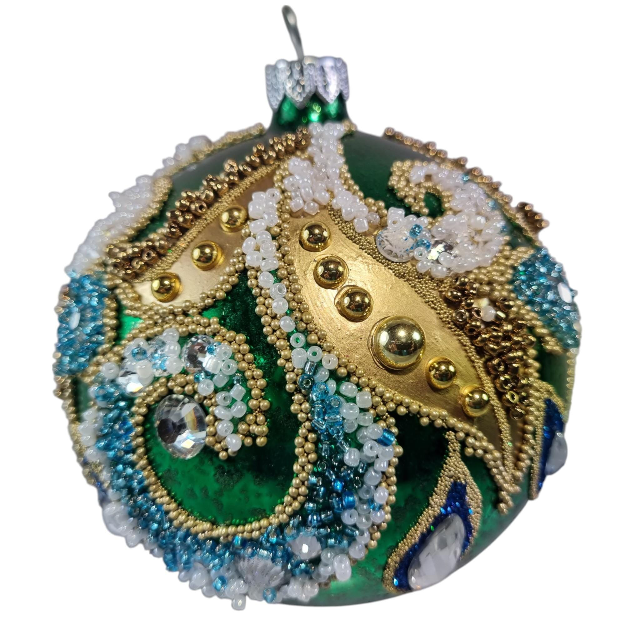 Silverado ornament, glass ball with classic ornamental accents