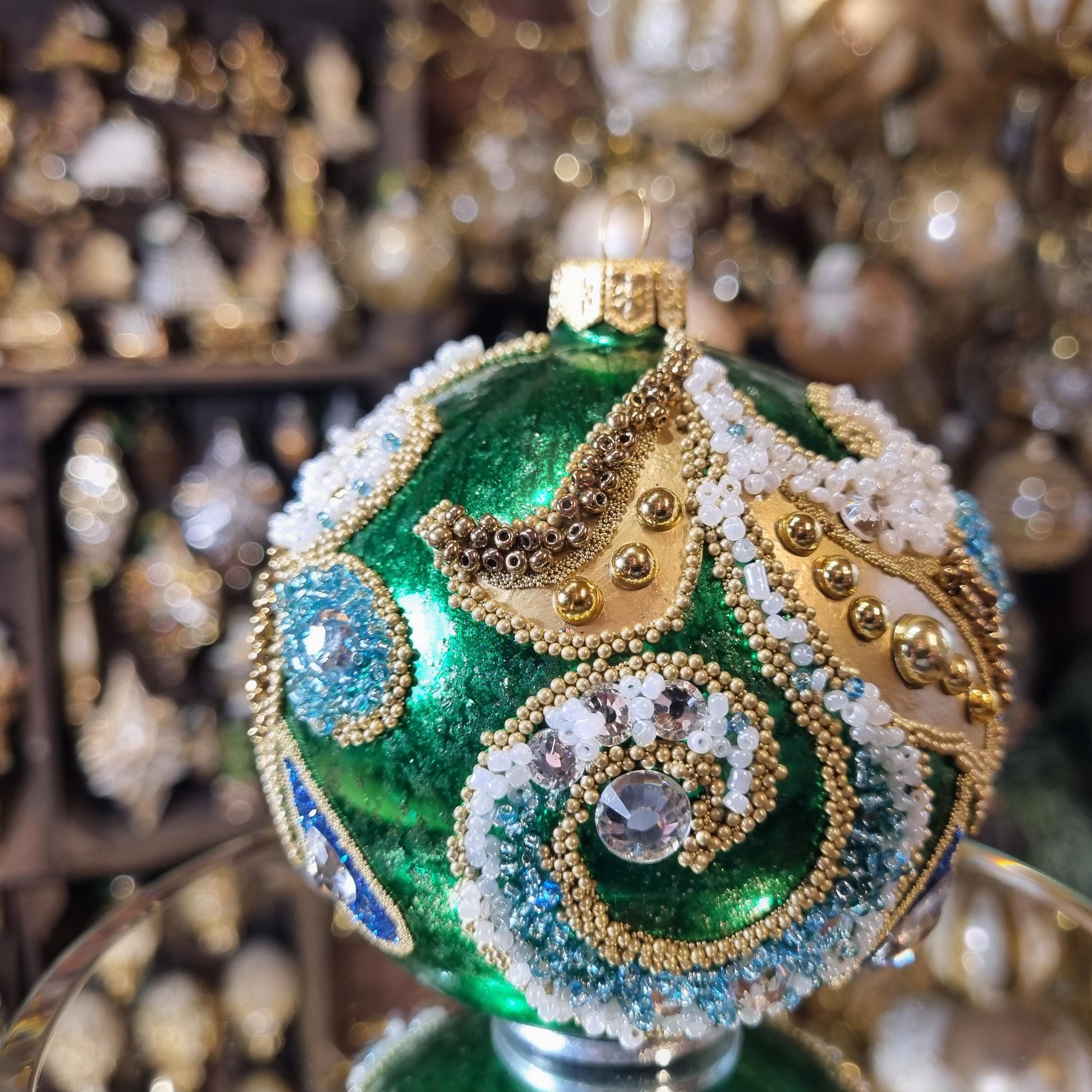 Silverado ornament, glass ball with classic ornamental accents