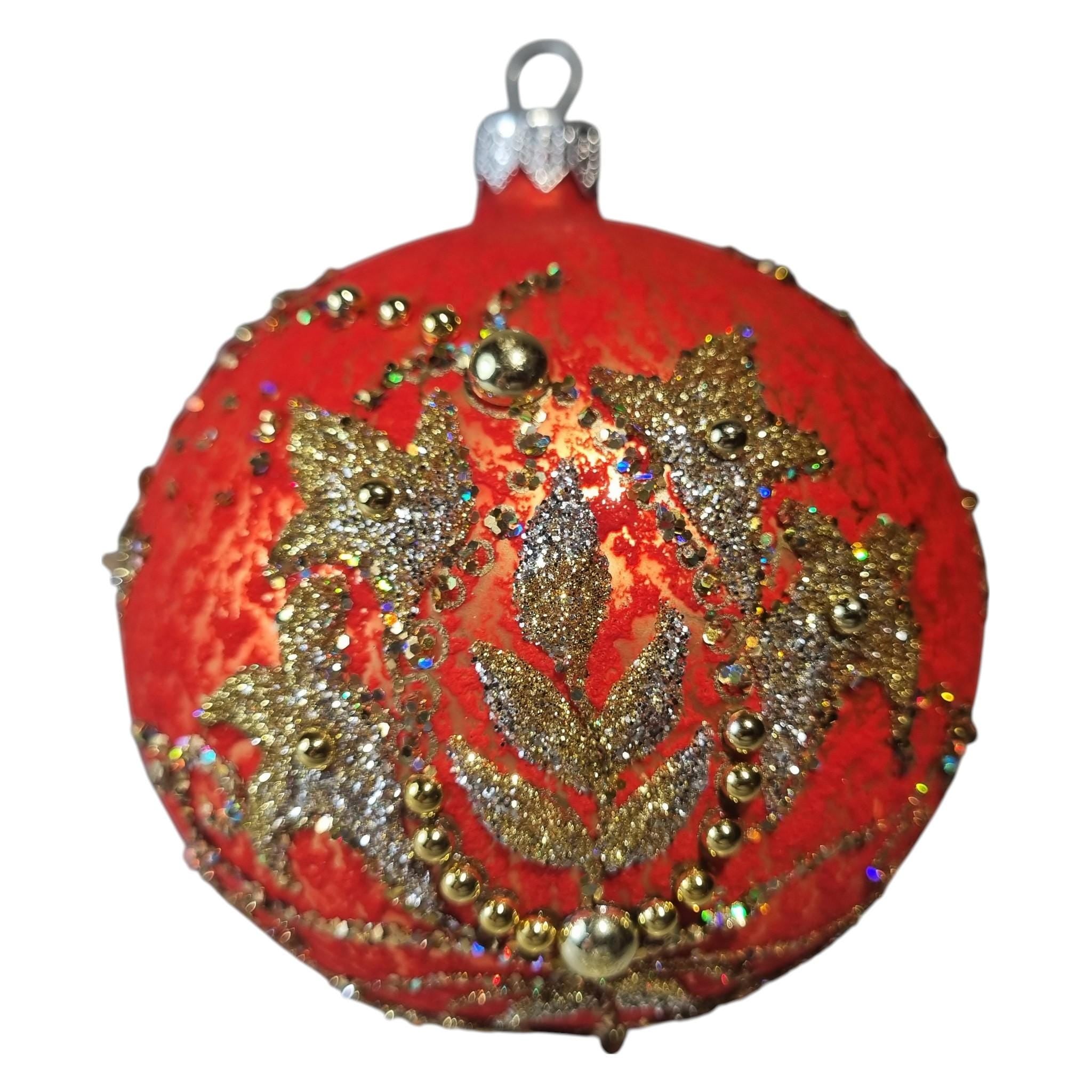 Silverado ornament, glass ball with festive gold accents