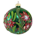 Green Christmas Ornament with Red Flowers