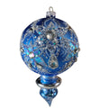 Silverado ornament, glass ball with white and gold accents