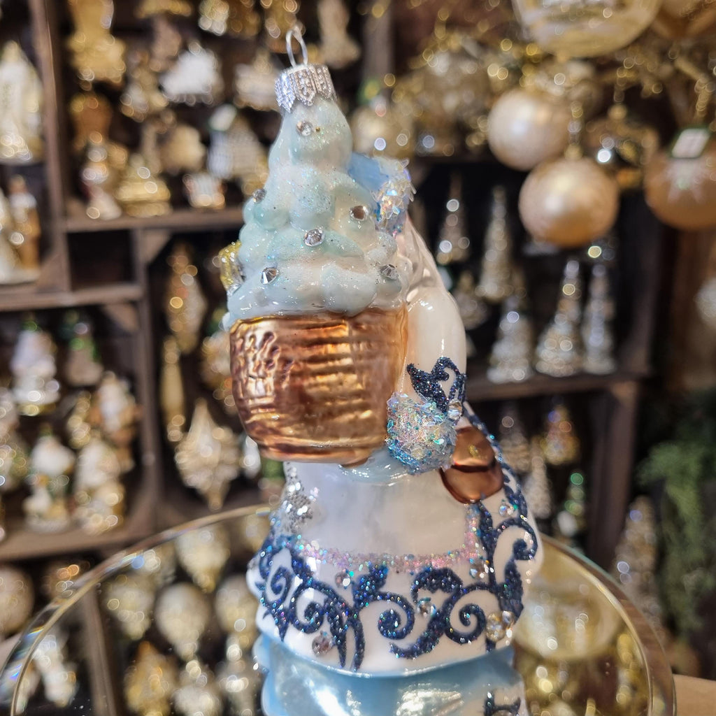 Silverado ornament, glass ball with festive decorative finish