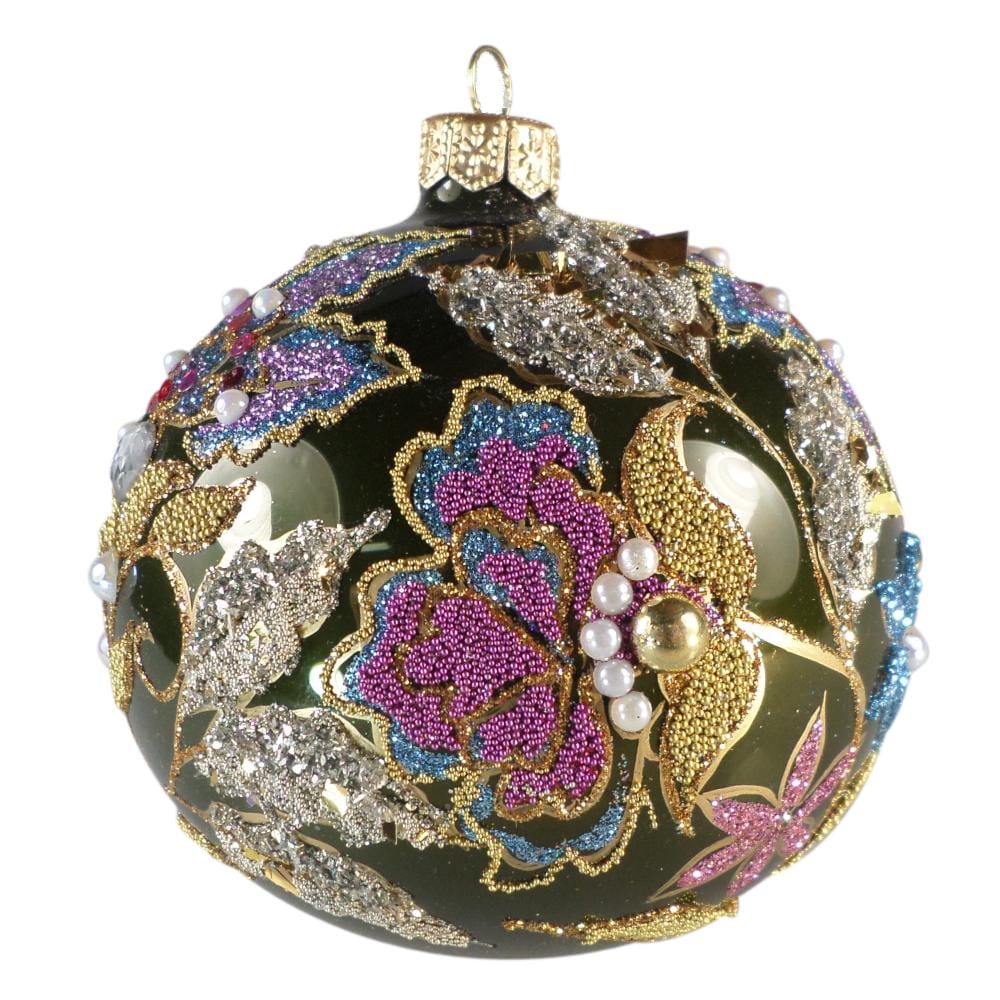 Black Bauble with Colorful Floral Pattern