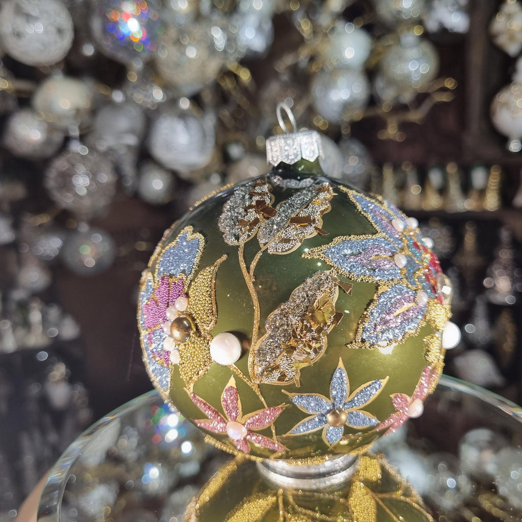 Black Bauble with Colorful Floral Pattern