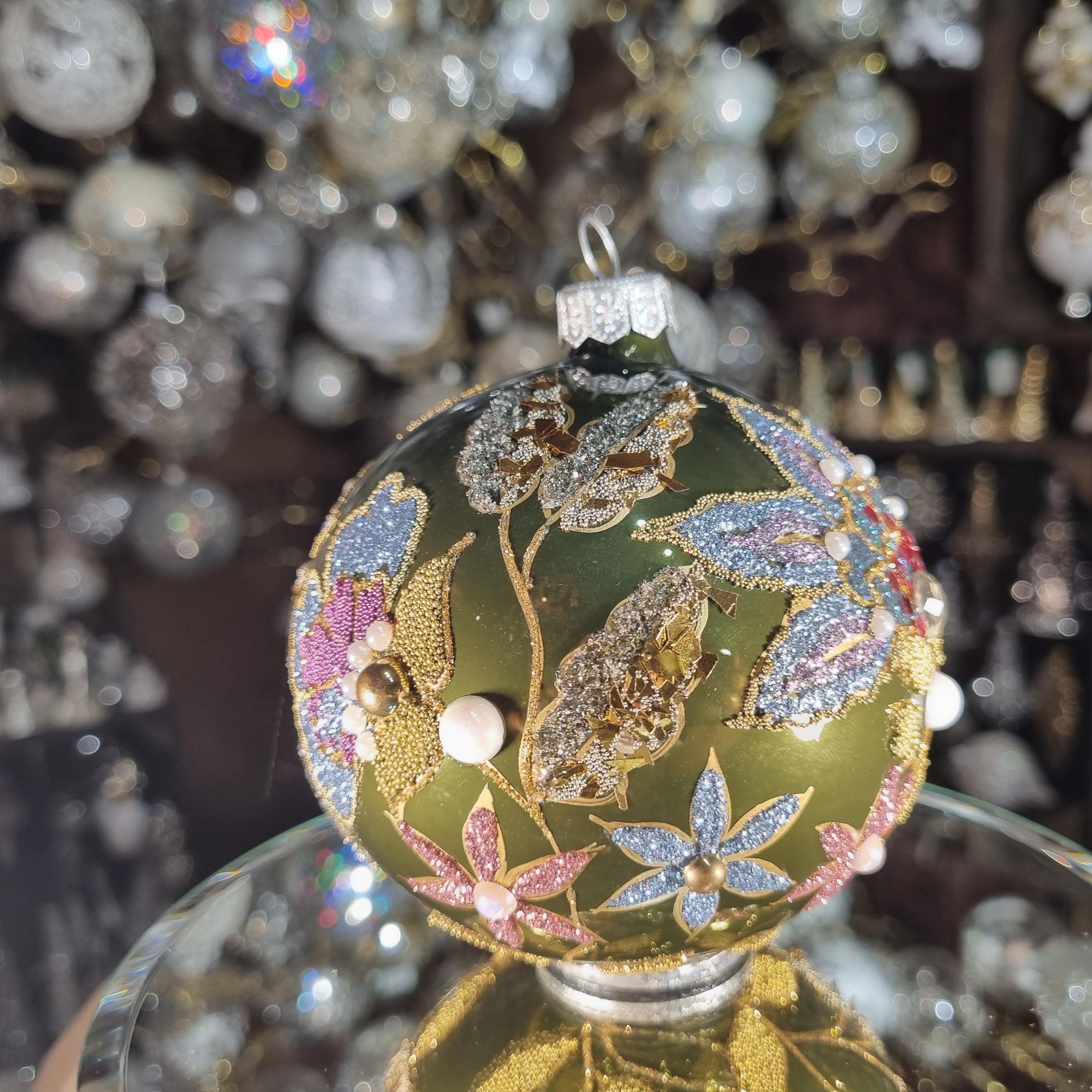 Black Bauble with Colorful Floral Pattern