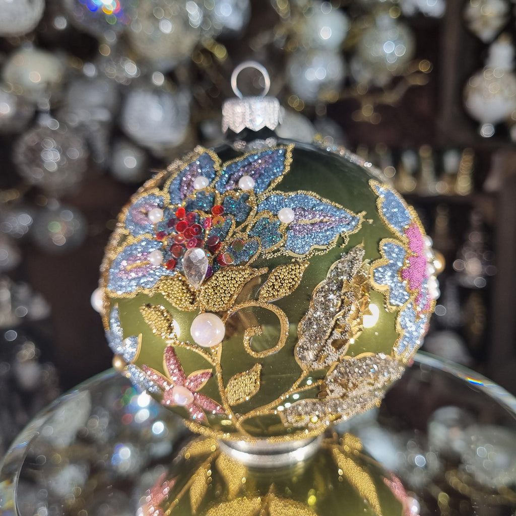 Black Bauble with Colorful Floral Pattern