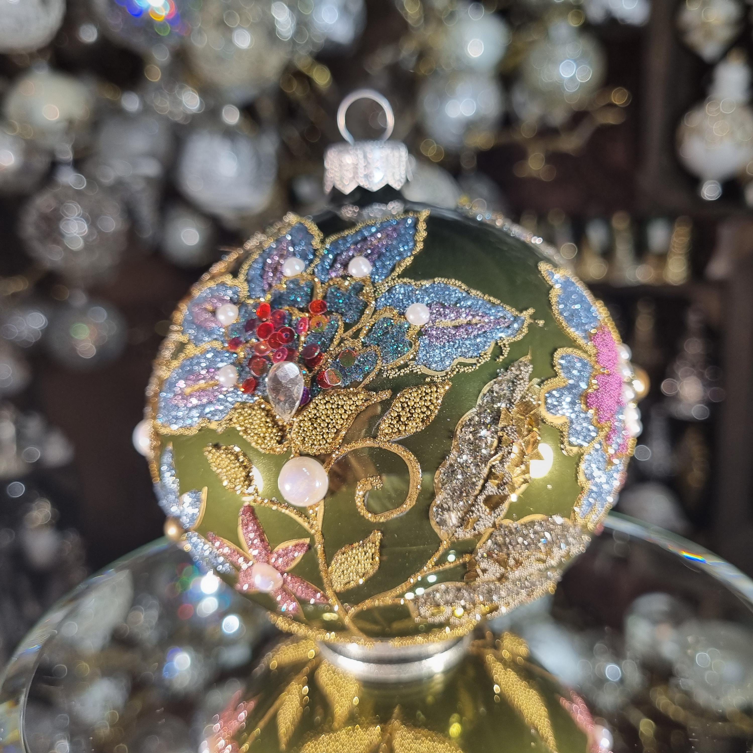 Black Bauble with Colorful Floral Pattern