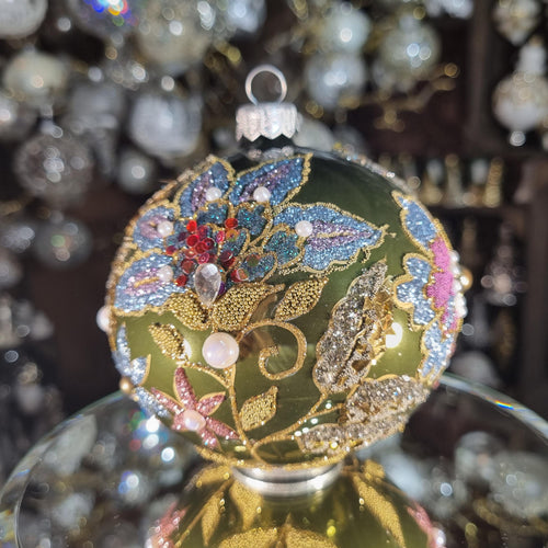 Black Bauble with Colorful Floral Pattern