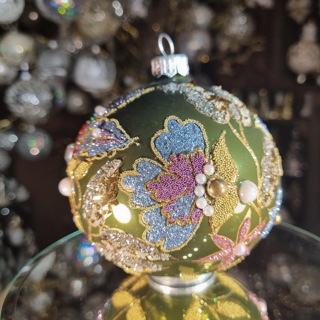 Black Bauble with Colorful Floral Pattern