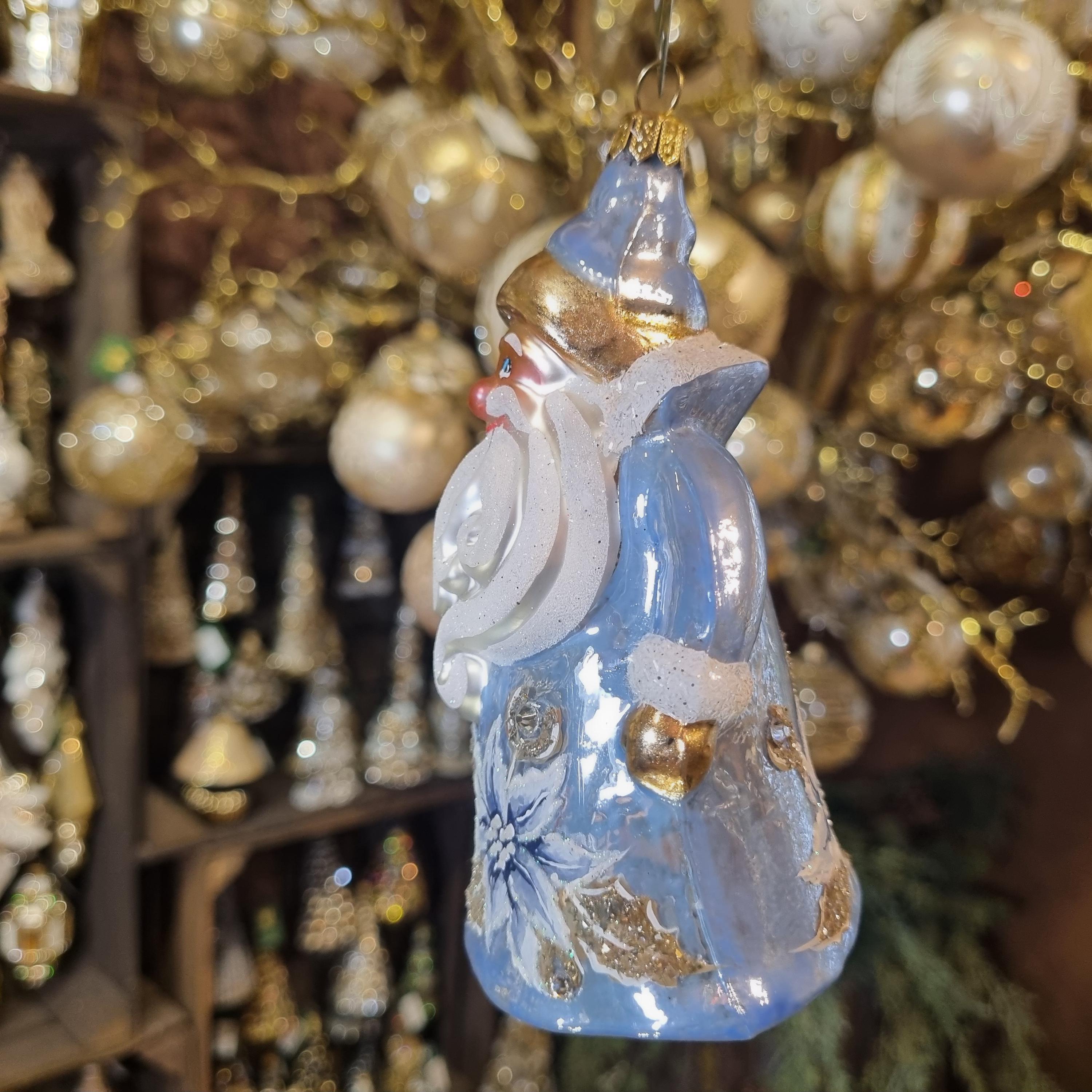 Santa with White Bethlehem Stars and Gold Accents