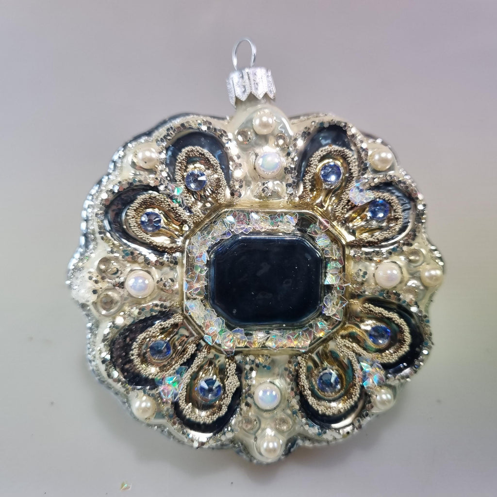 Gold and Black Glass Christmas Ornament