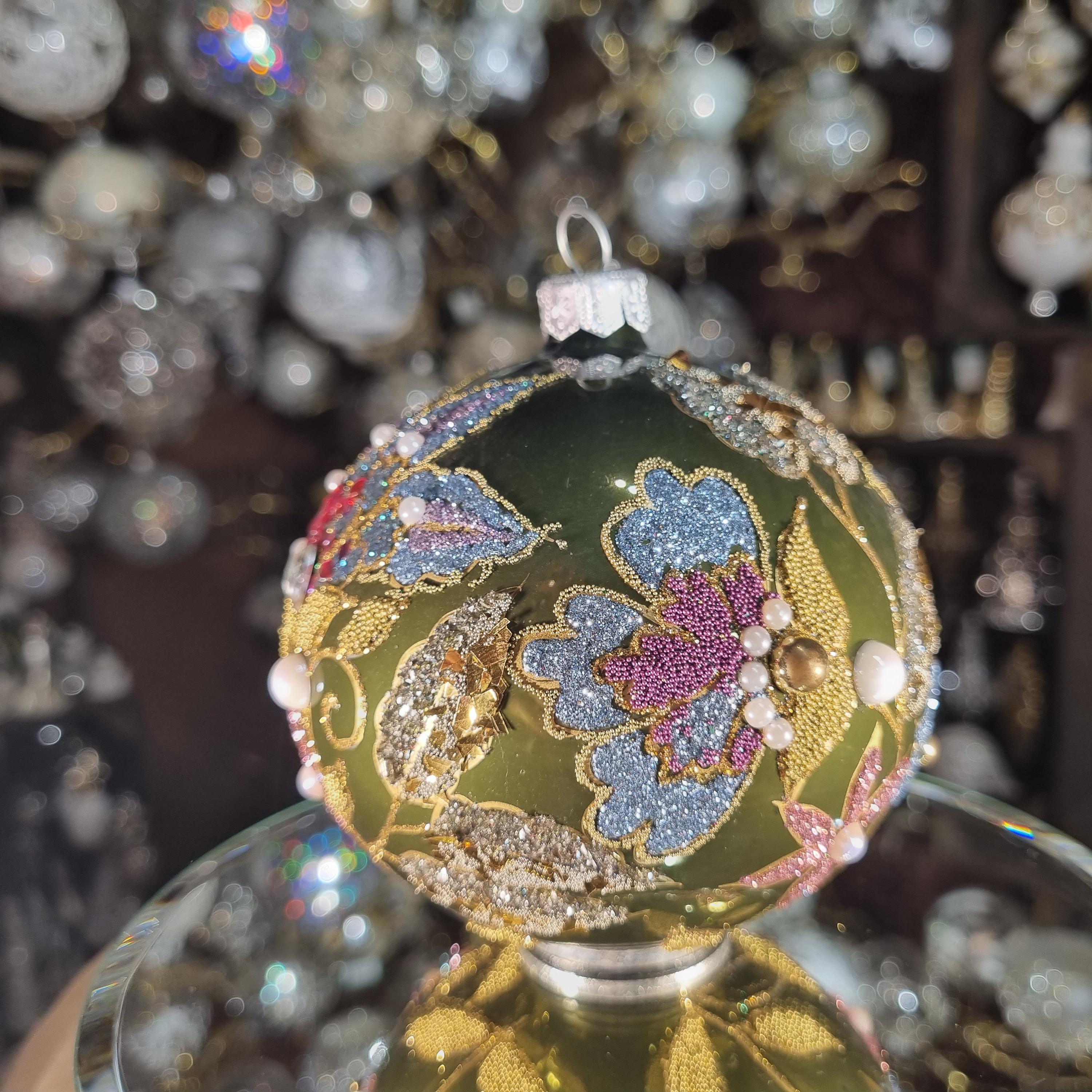 Black Bauble with Colorful Floral Pattern