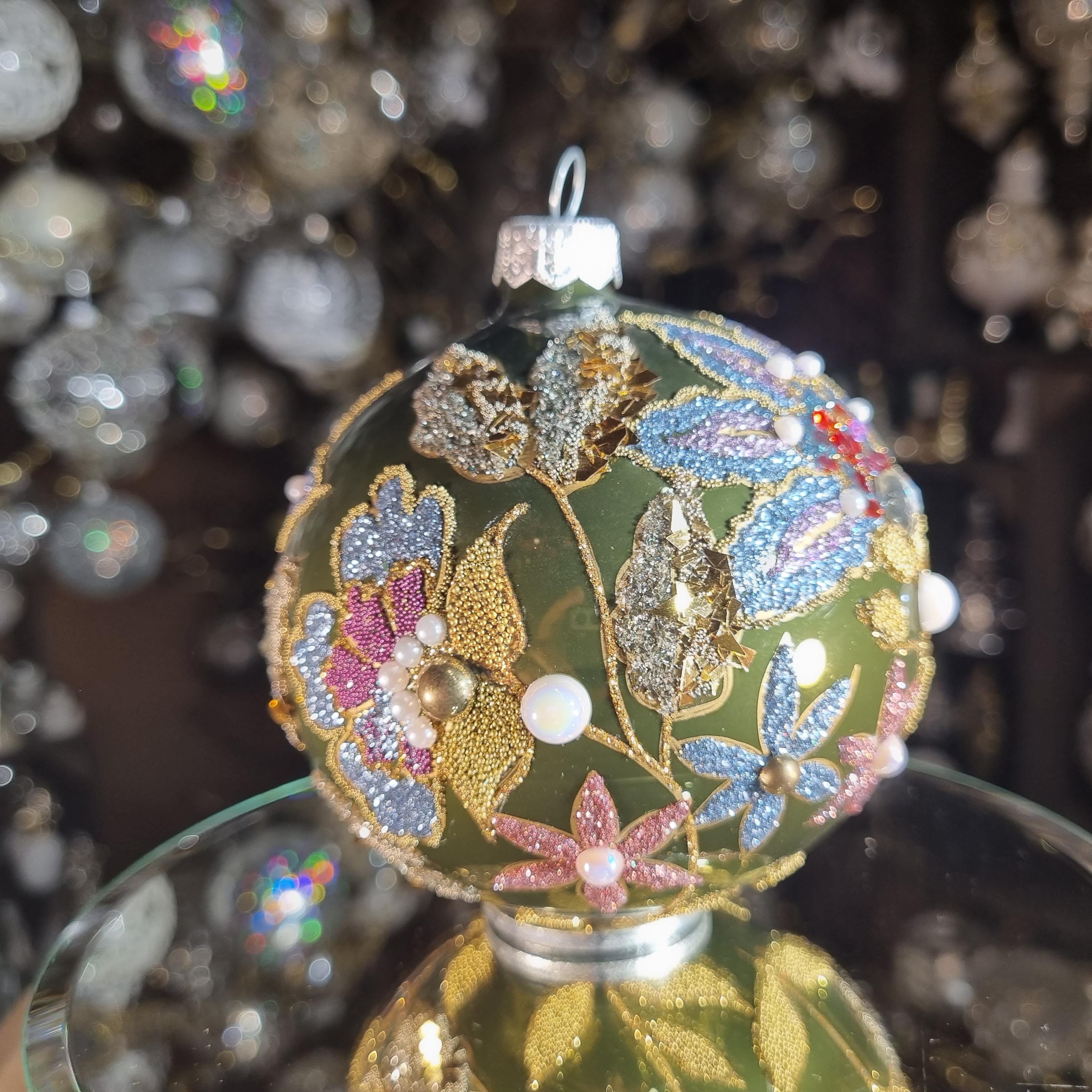 Black Bauble with Colorful Floral Pattern